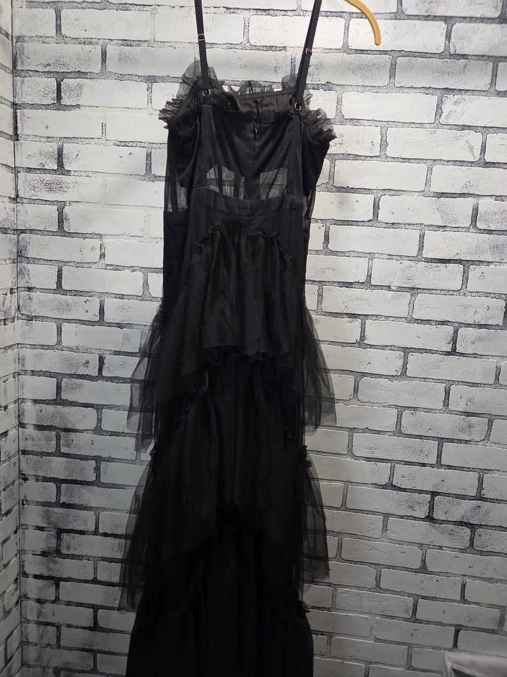 Black Layered Tulle Maxi Dress